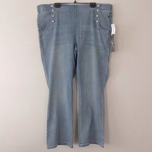 New Diane Gilman Blue Bootcut Stretch Pull On Jeans Plus Size 2X bin 4D
